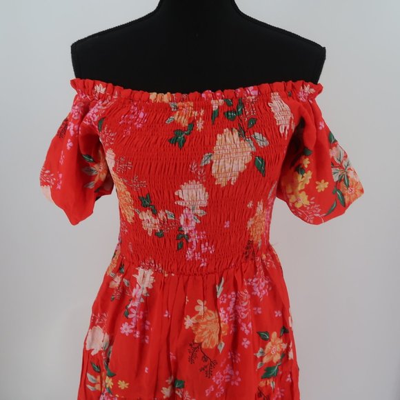 Skies are Blue Women's Fleur Print Off Shoulder Midi Dress Size Small NWT - Picture 10 of 16